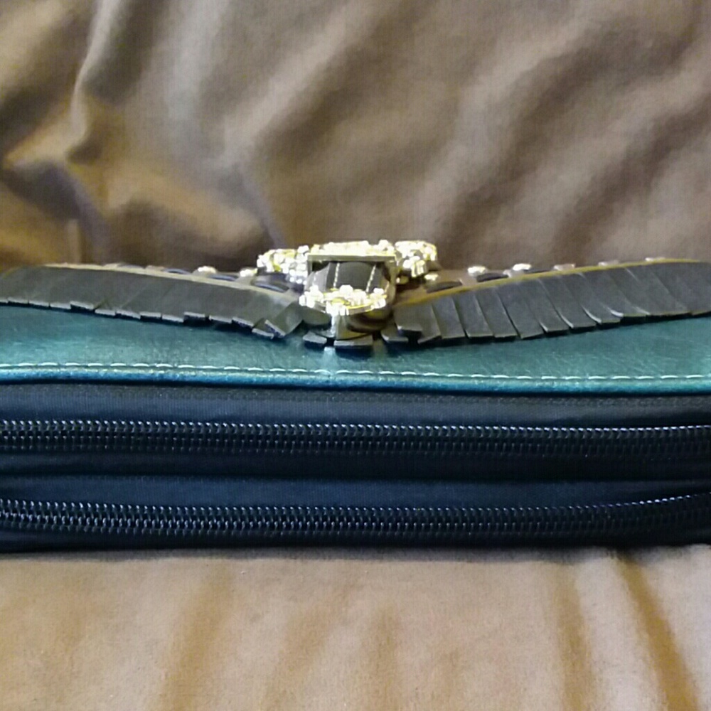 Cowgirl trendy buckle fringe wristlet,  black - Picture 5 of 7