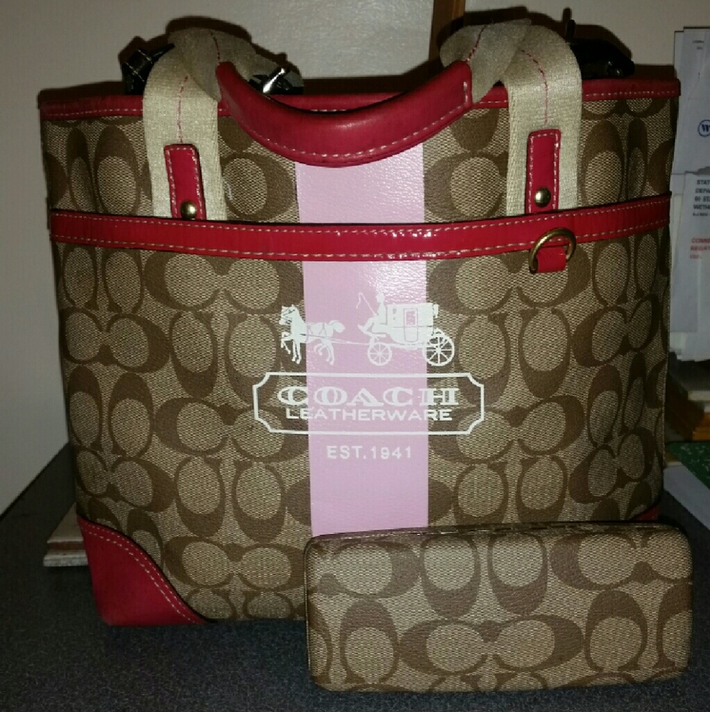 Beautiful Coach handbag with matching glasses case