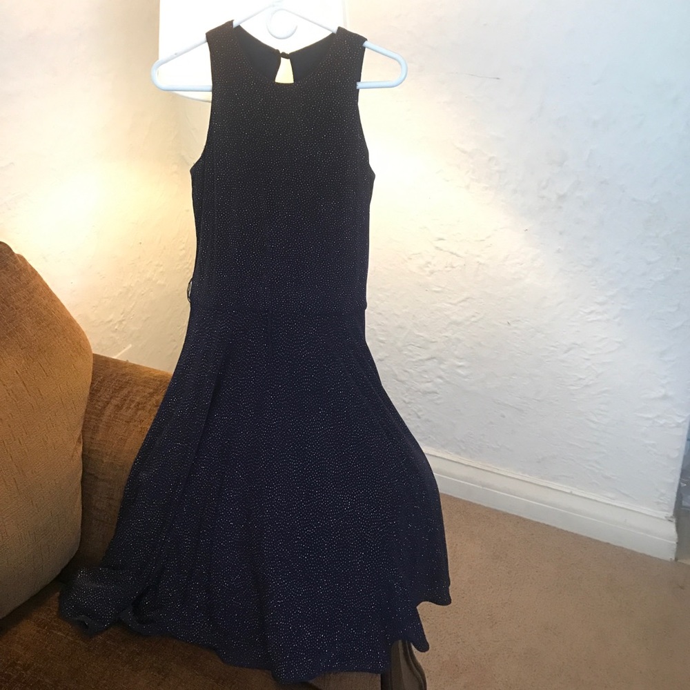 Navy blue fit and flare dress
