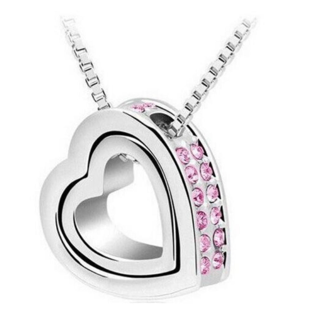 💕 💎 Heart In Heart 💕 Stunning Necklace With Swarovski Crystal Elements 💕💎