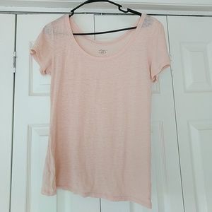 Ann Taylor Loft Light Pink Scoop Neck Linen Tee