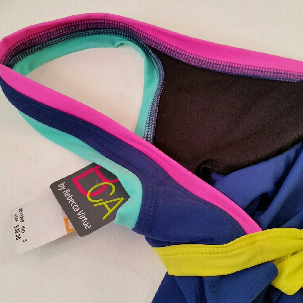 Large Blue Colorblock Tankini Bikini Top R Virtue - Picture 4 of 4