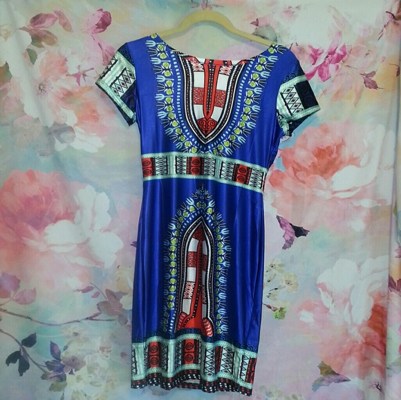 Dresses & Skirts - Bright Colorful Egyptian Print Body Con Dress
