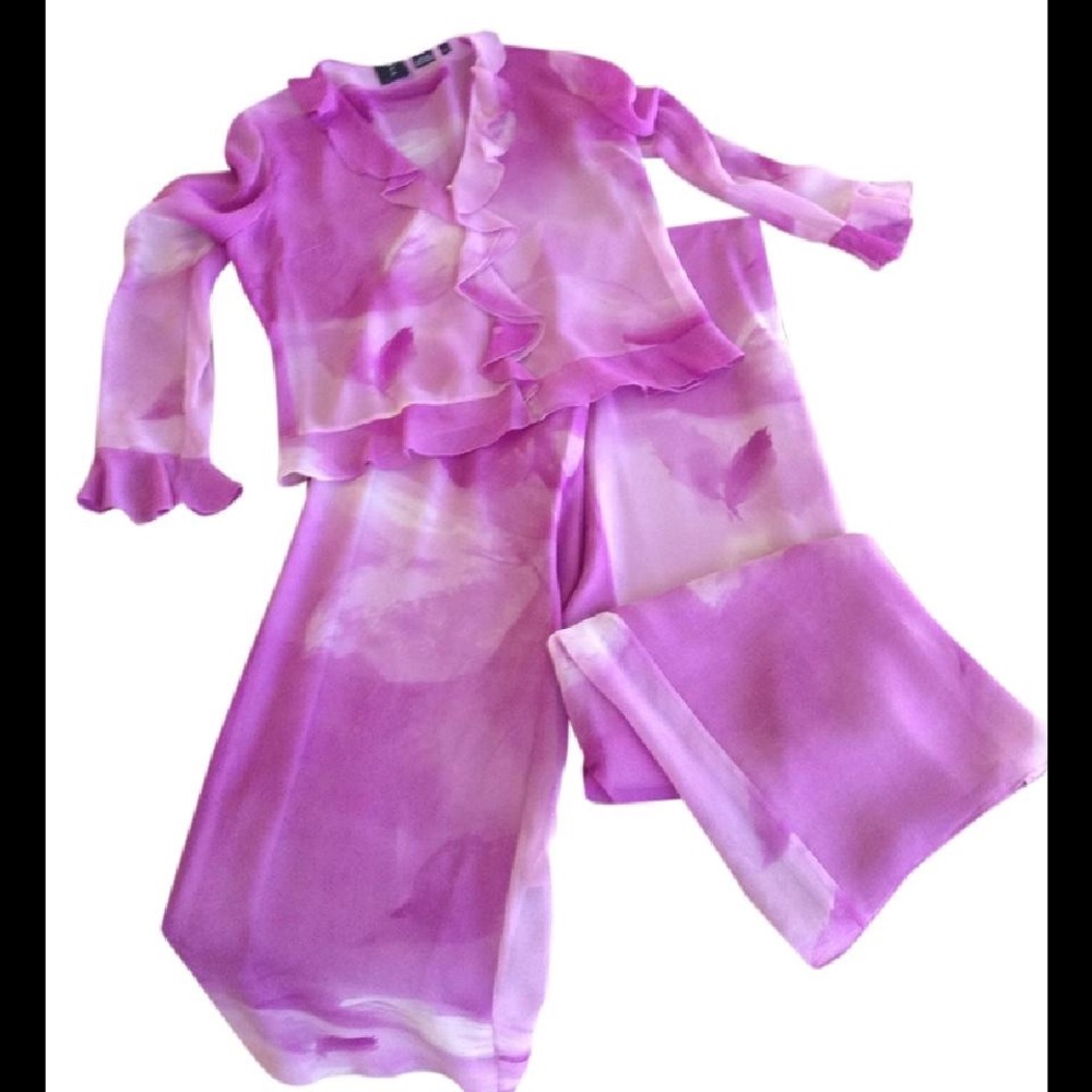 Magaschoni 100% Silk Pink Pant Suit