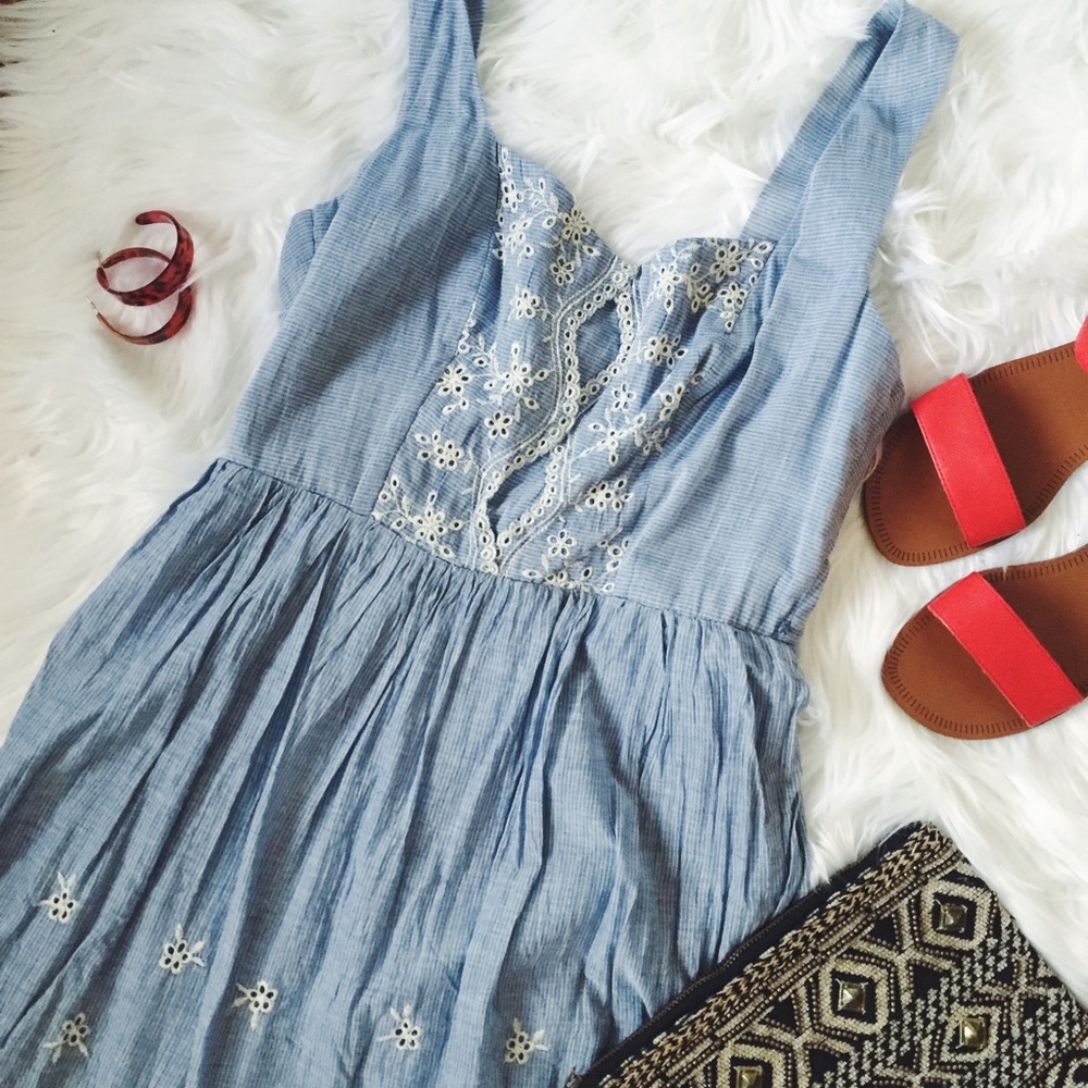 Sky Blue Embroidered Dress