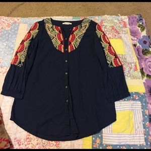 Beautiful navy tunic with tie.