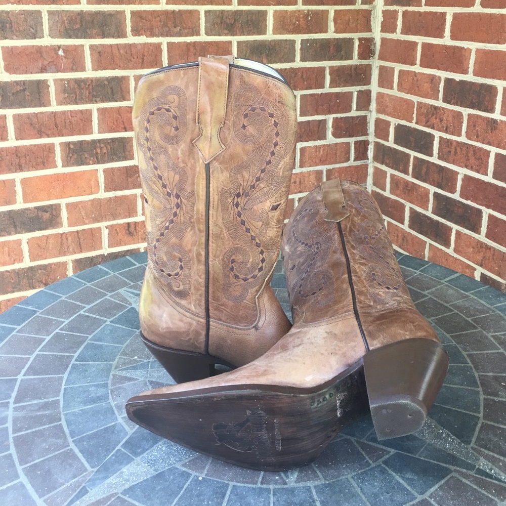 Hand stitched leather Mexican boots