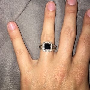 David Yurman Black Onix ring with diamonds