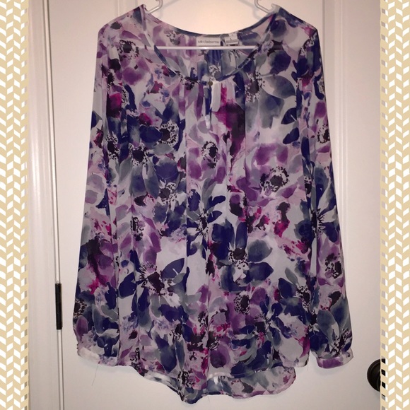 🌺 Purple Floral Sheer Tunic 🌺 - Picture 1 of 2