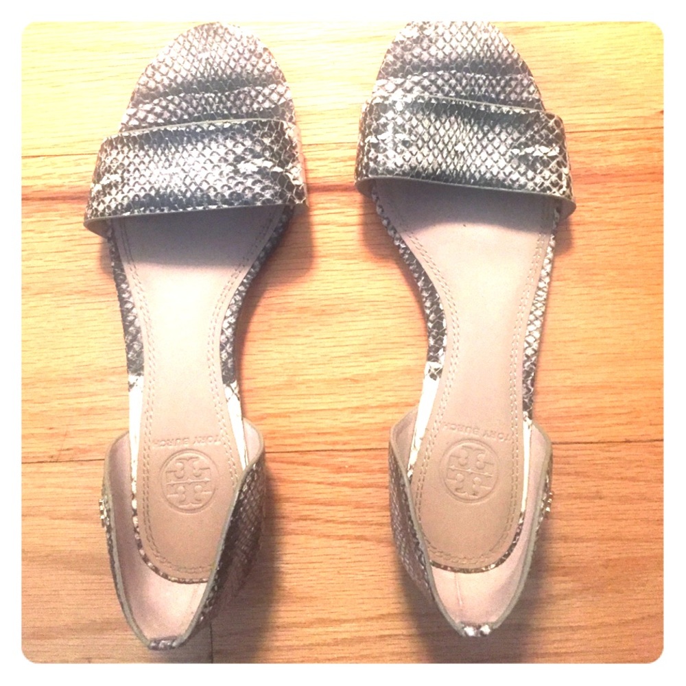 Tory Burch snakeskin flats, size 6.5