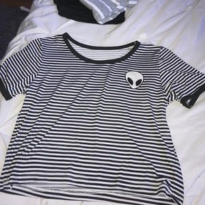 Alien striped cropped top