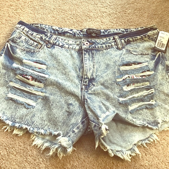 Forever 21 Pants - Plus size Acid Wash Jean Shorts