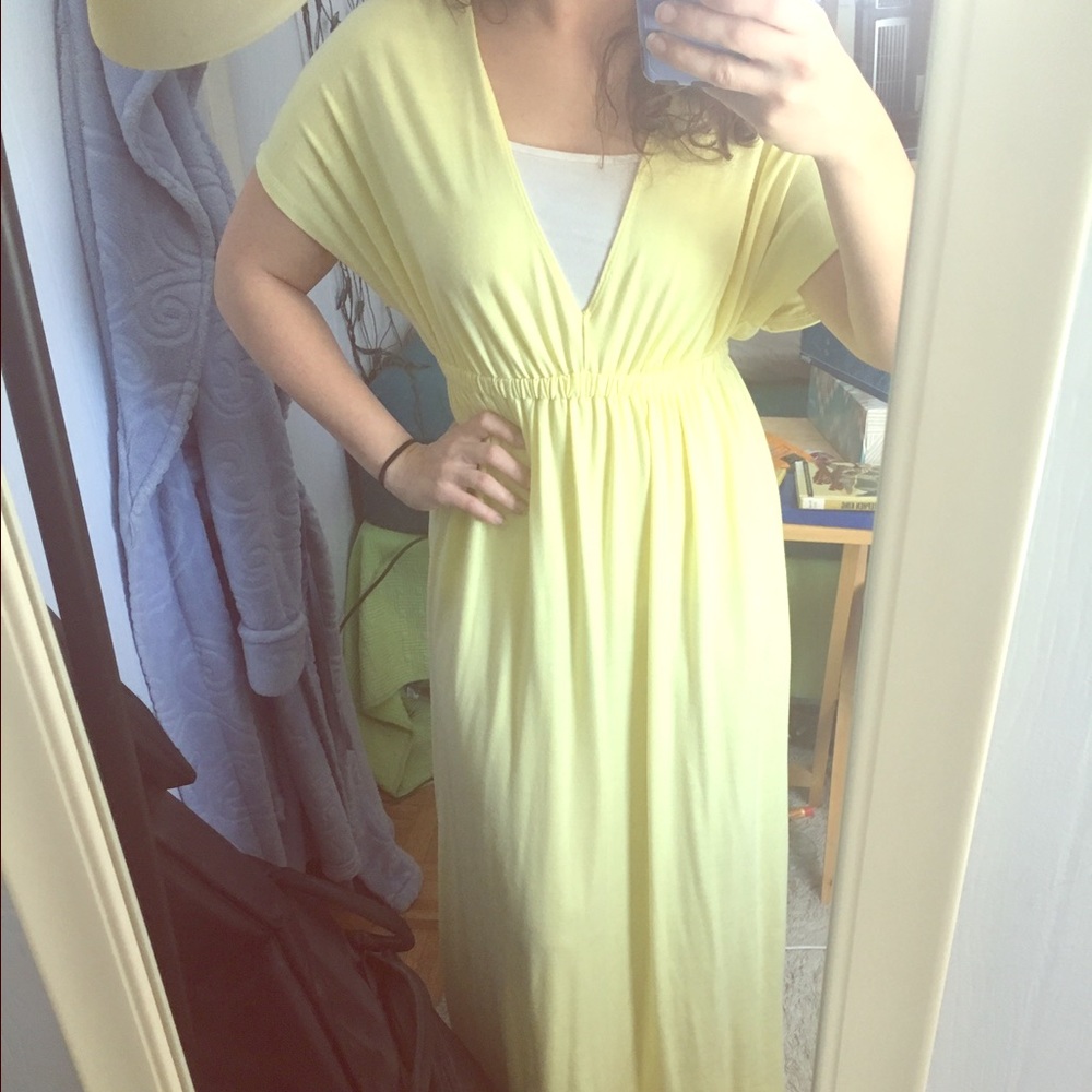 Yellow kimono maxi dress