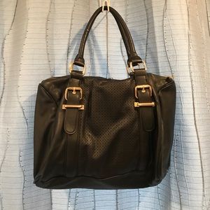 Faux leather black satchel