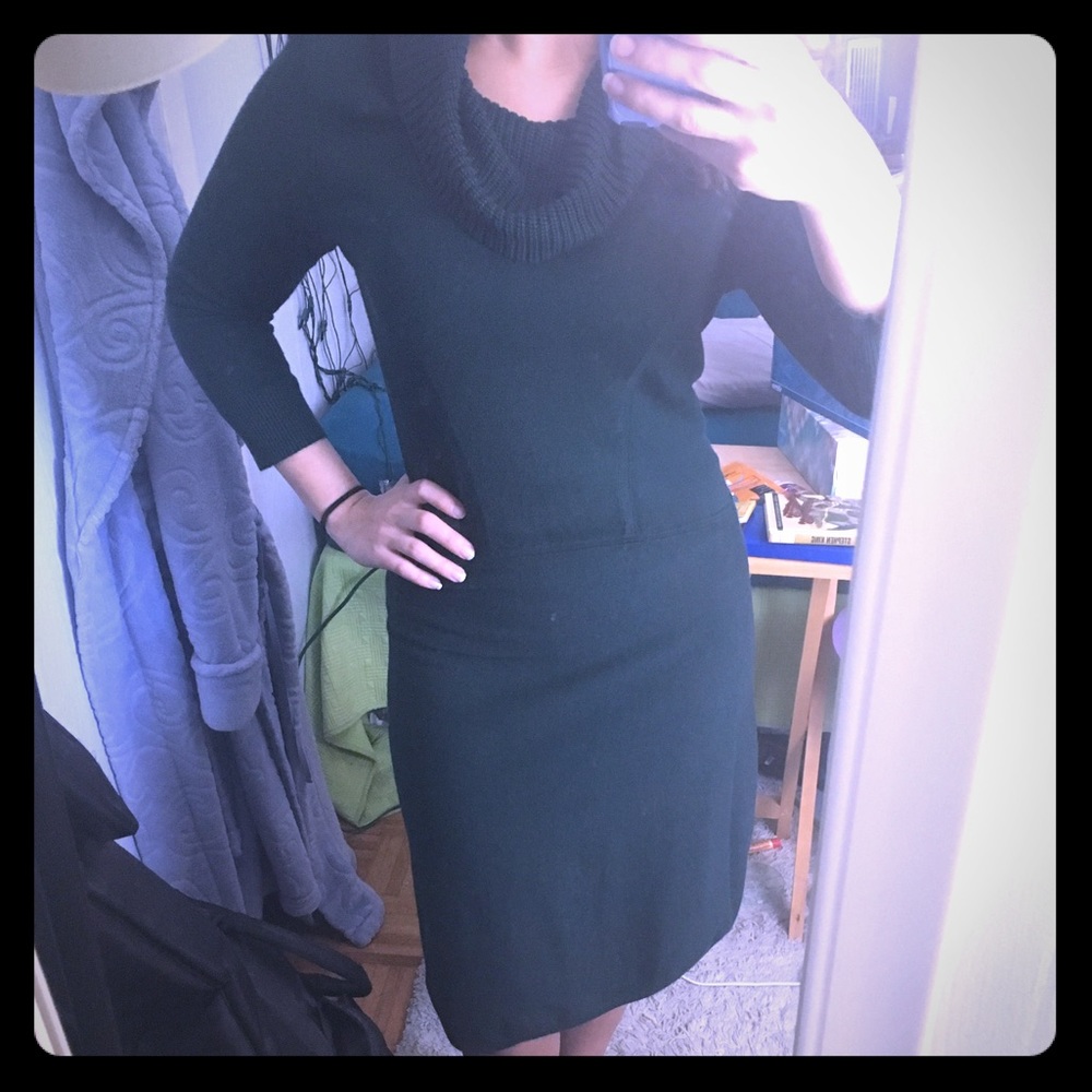 Green cowl neck dress