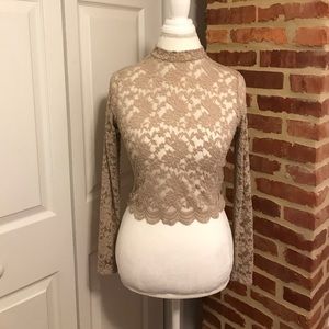 High neck lace crop top