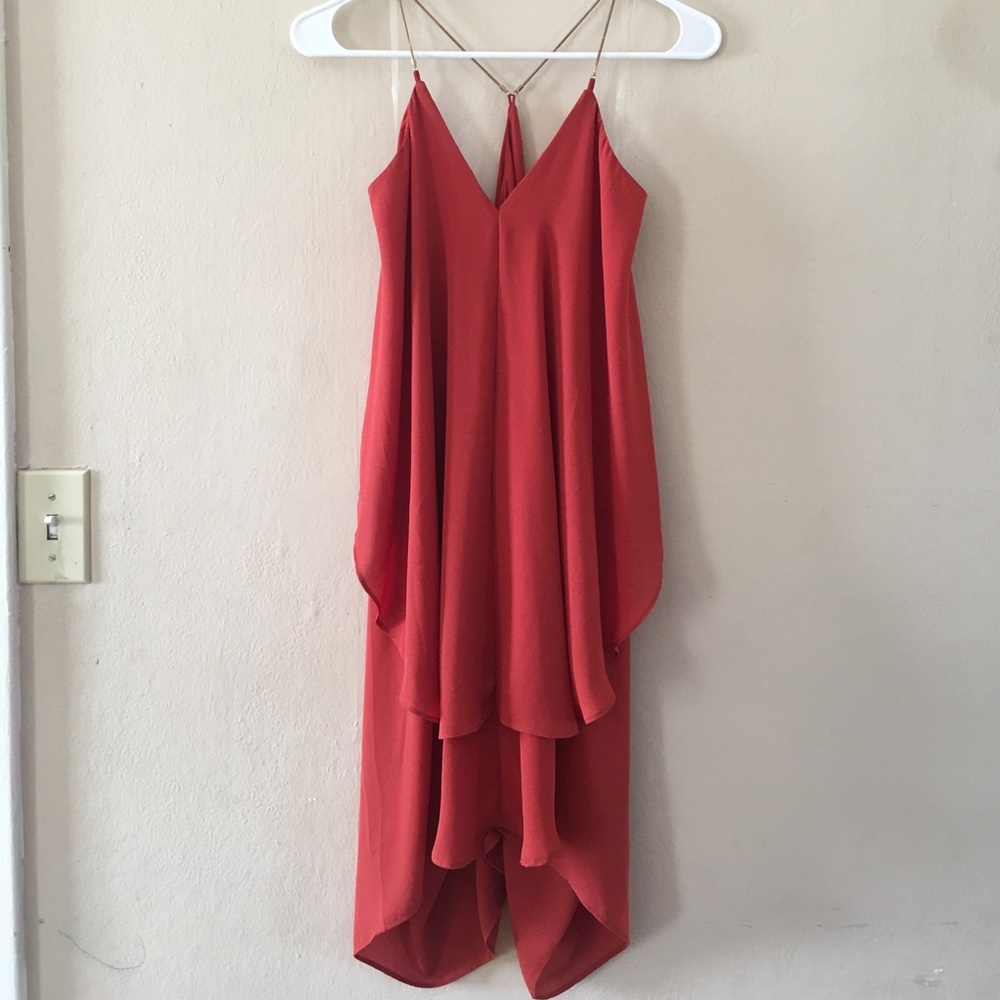 Burnt orange drapey dress