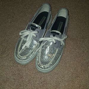 Sequined Sperry boat shoes.