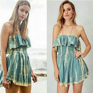 Tie dye teal mini dress with built in shorts!