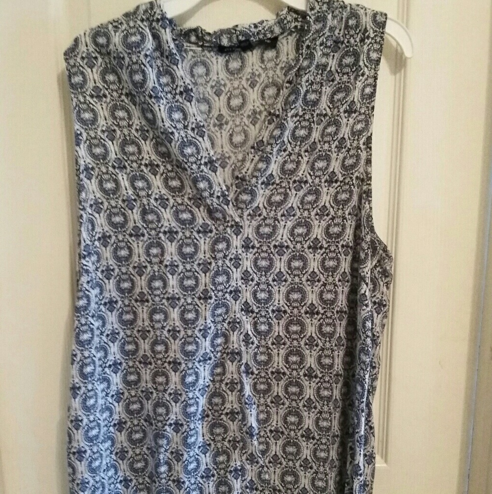 Blue sleeveless blouse