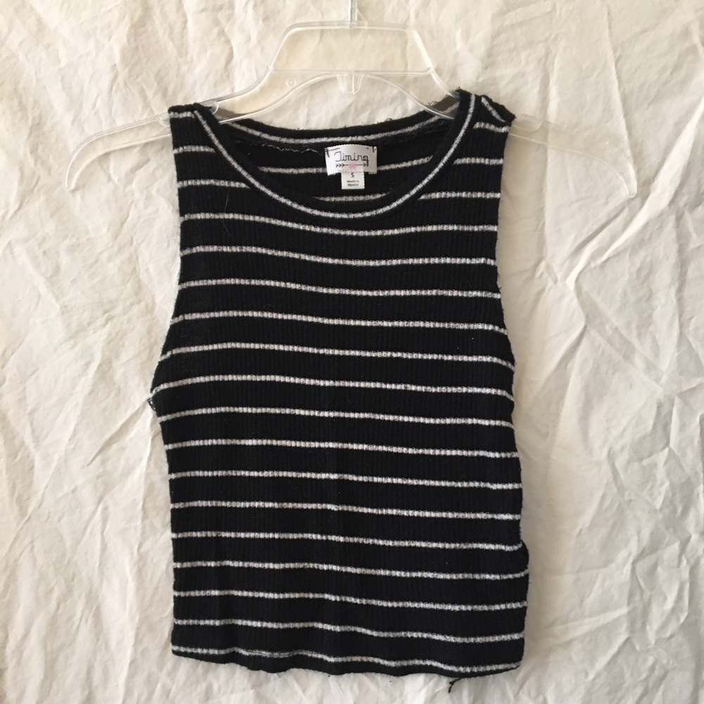 Black and White Striped Crop Top