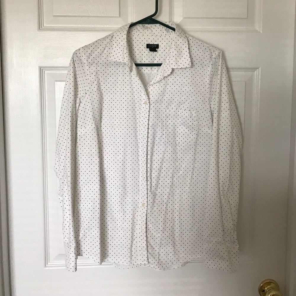 J. Crew polka dot button up shirt