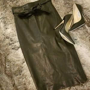 Highwaist genuine leather skirt Black Sz. 4