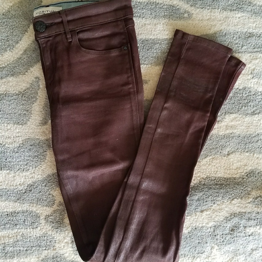 Habitual Wine Burgundy Eve Wax Coated Jeans 25