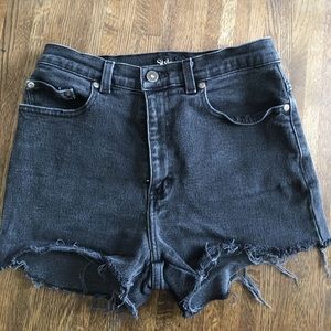 Distressed Black High Waisted Shorts