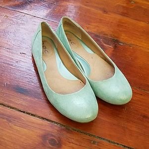 Mint suede ballet flats b.o.c