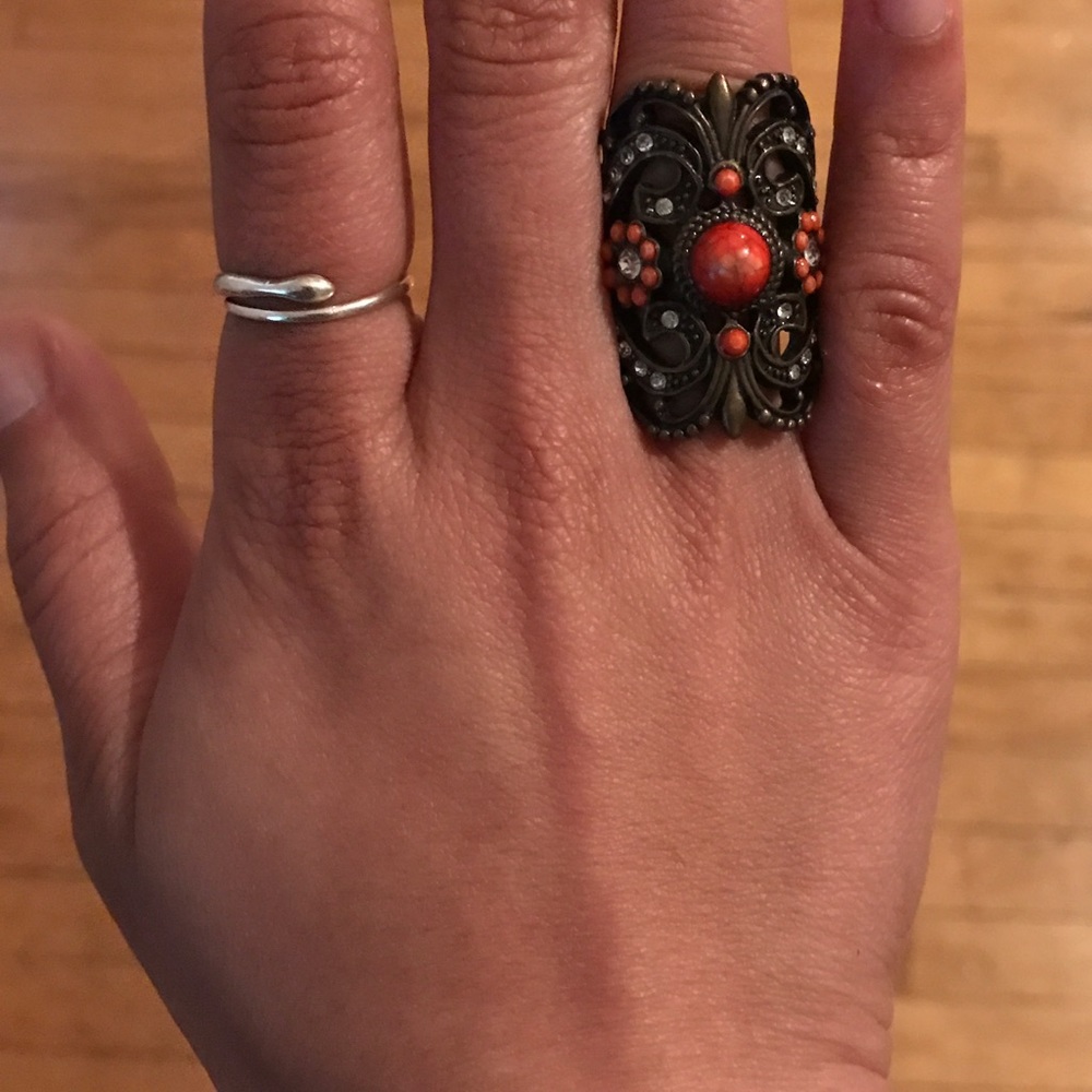 Orange and bronze ring