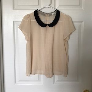Sheer Ivory Peter Pan collar shirt