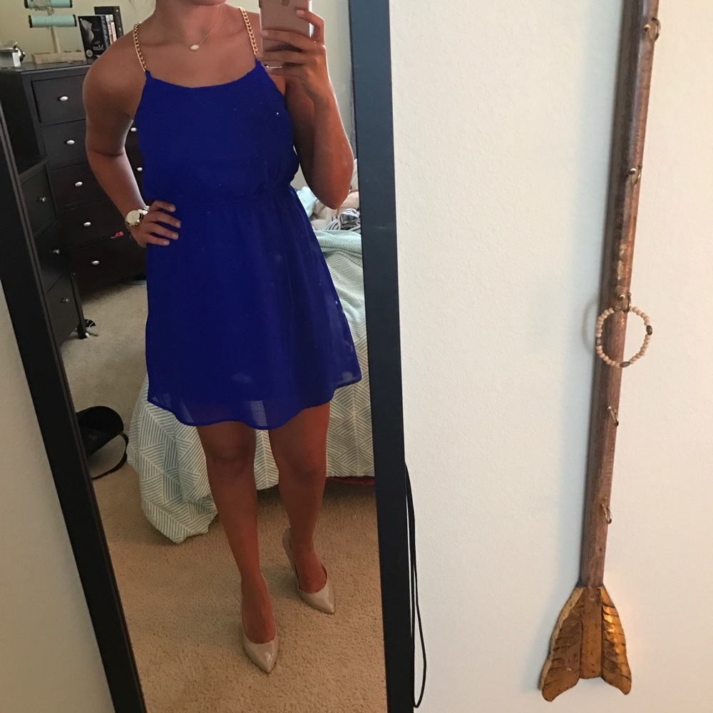 Total blue chiffon dress