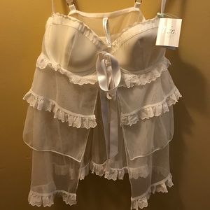 Frilly white bridal lingerie top