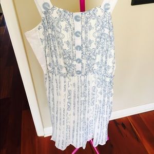 Blue Floral Button Dress