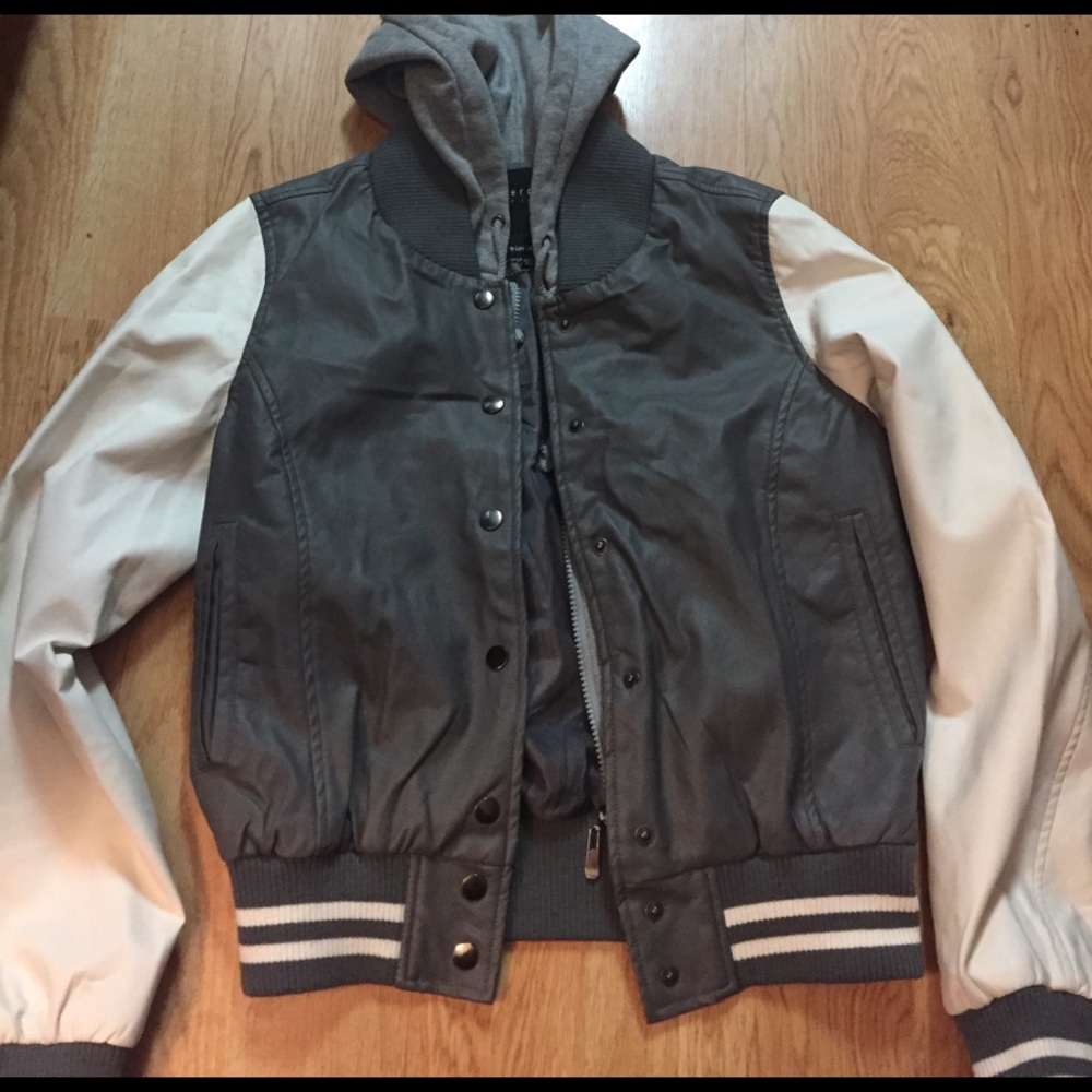 Leather varsity jacket