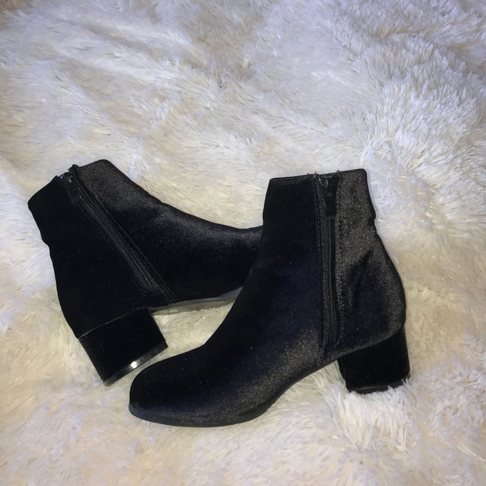 black velvet booties