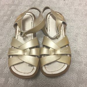Gold strappy saltwater sandals