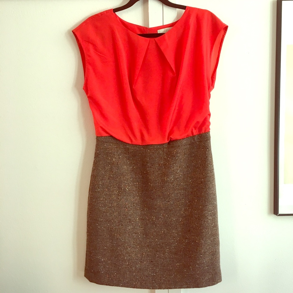 LOFT MIXED MATERIAL DRESS