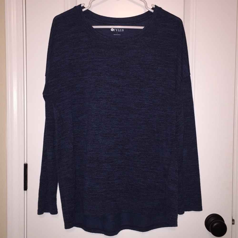 Blue Heathered 3/4 sleeve Blouse