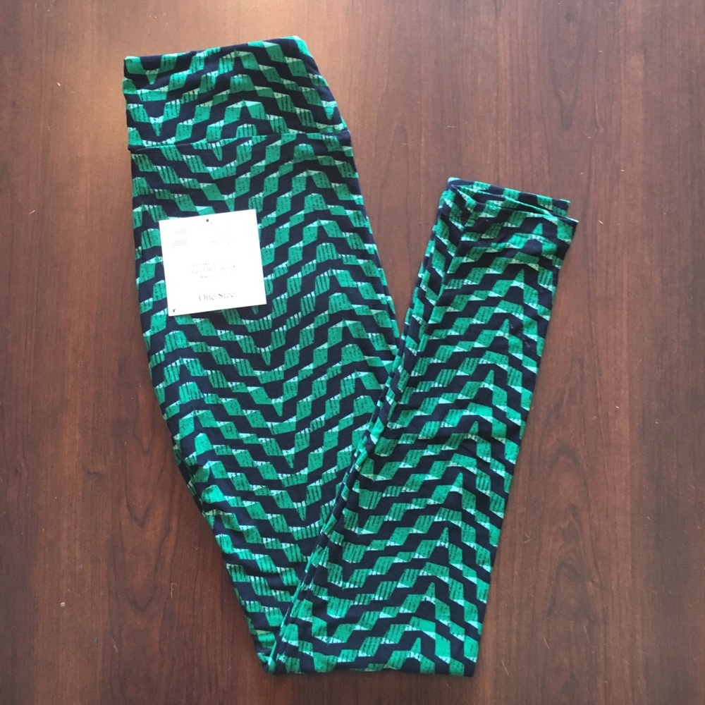 New lularoe green and black leggings OS