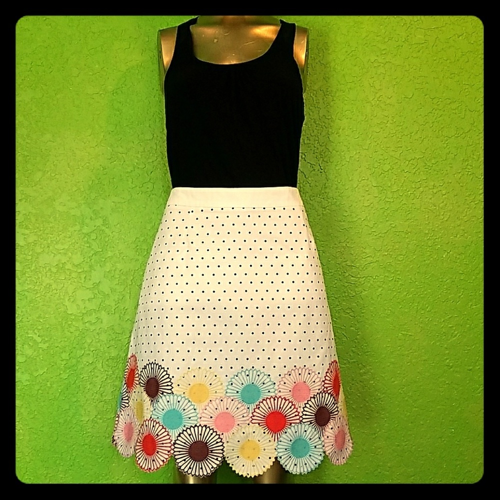 Boden Floral Applique/Polka Dot Skirt Sz...12R