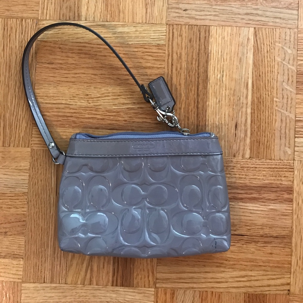 Pastel purple patent Coach wristlet