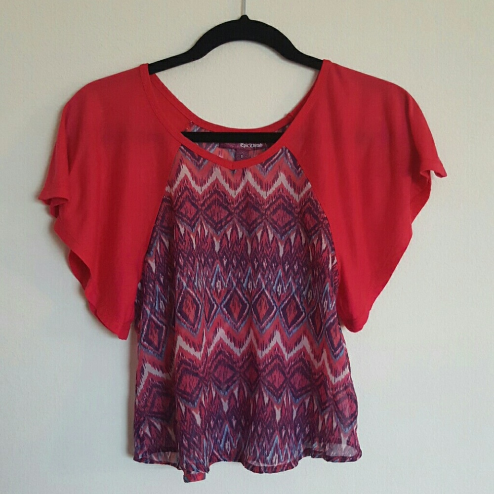 🔴 2 for $10  Girls Red, Blue, White Sheer Blouse