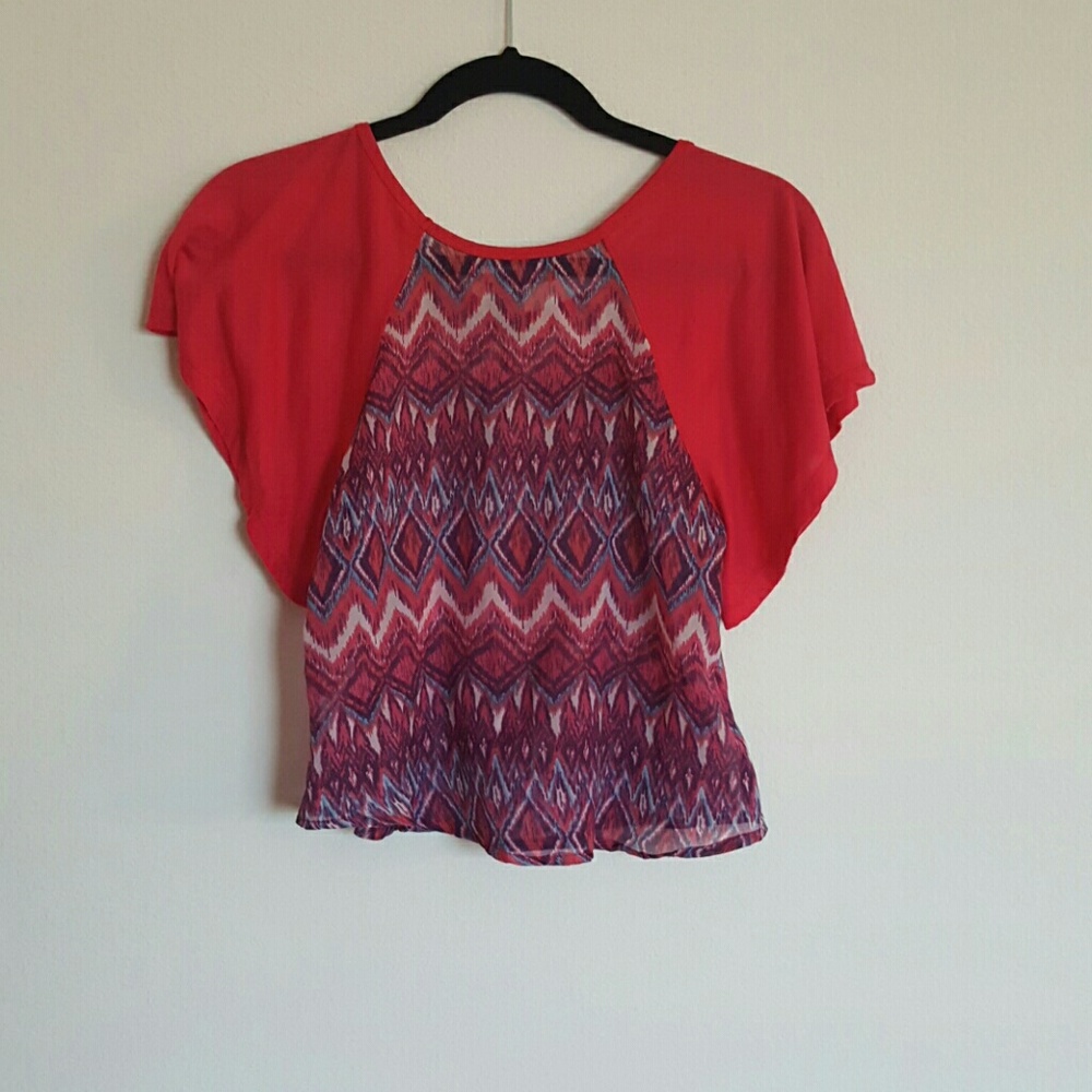 🔴 2 for $10  Girls Red, Blue, White Sheer Blouse - Picture 2 of 4