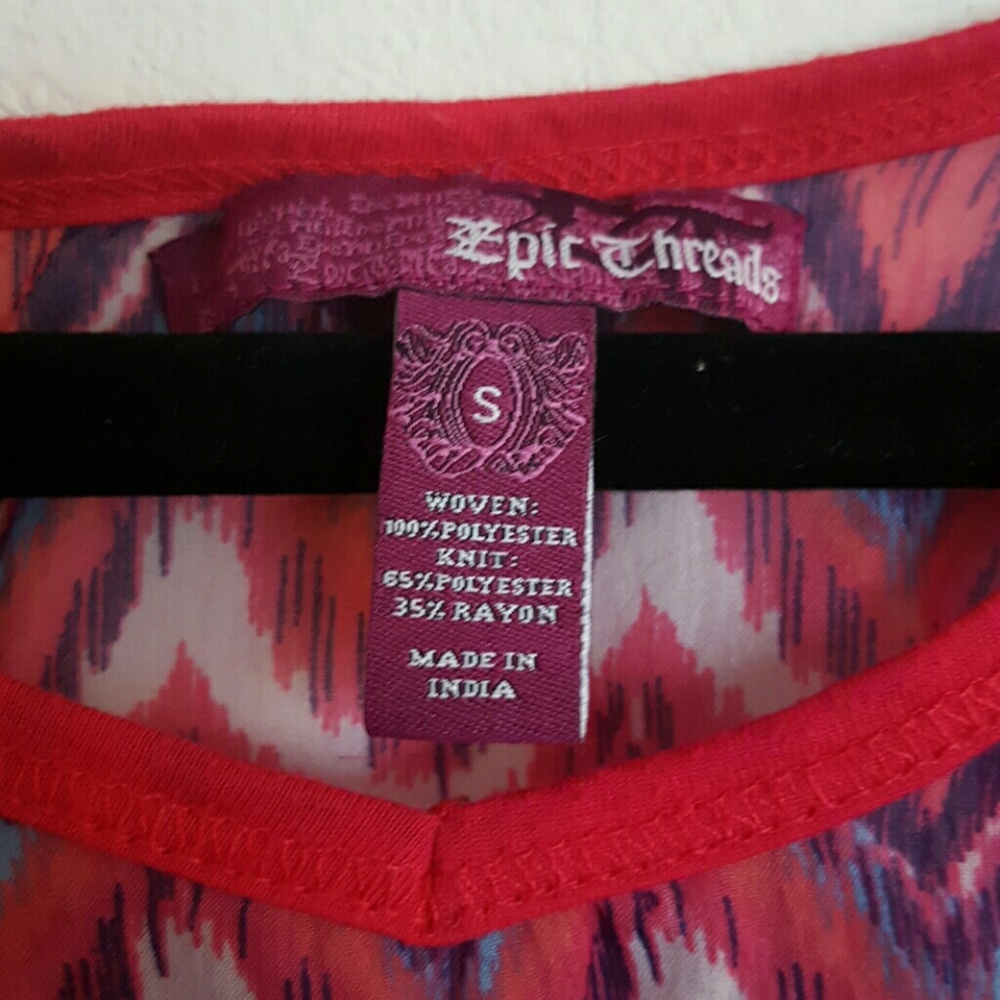 🔴 2 for $10  Girls Red, Blue, White Sheer Blouse - Picture 3 of 4