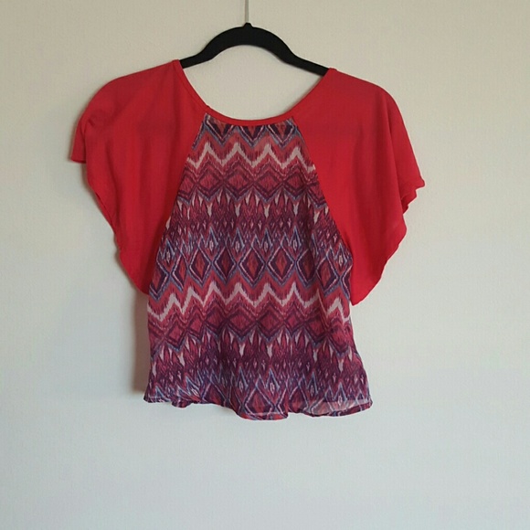 🔴 2 for $10 Girls Red, Blue, White Sheer Blouse - Picture 2 of 4