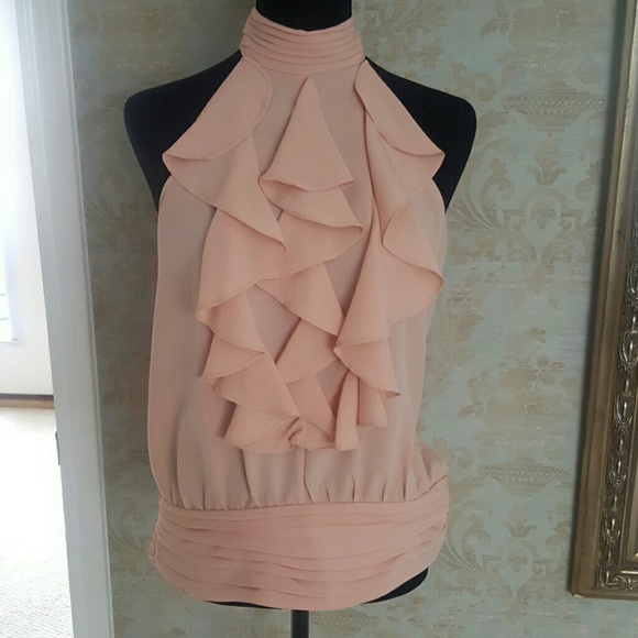 Forever 21 Tops - XXI Peach Chiffon Halter Ruffle Blouse