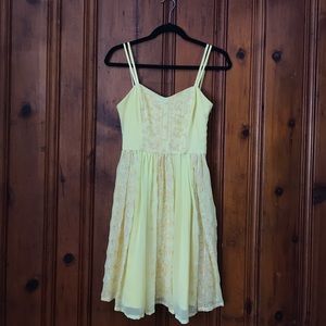 Lemon yellow embroidered dress