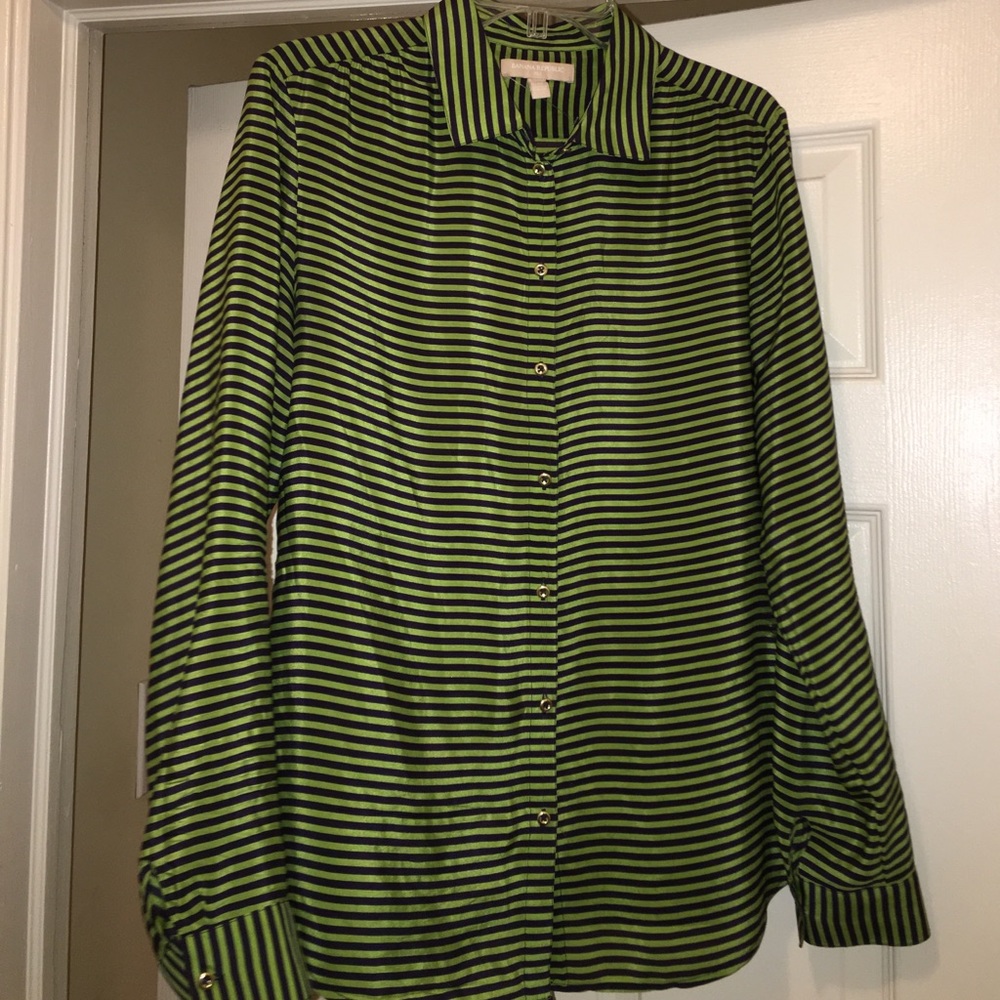 Banana Republic Silk Striped Button Up